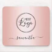 Modernes Minimalistisches Girly-Rose-Gold-Logo Mousepad (Vorne)
