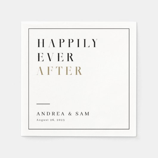 Modernes Minimalistisches Glück nach Hochzeit Serviette (Vorderseite)