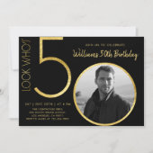 Modernes Minimalistisches Gold 50. Geburtstag Einladung (Vorderseite)