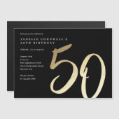 Modernes Minimalistisches Gold 50. Geburtstag Magneteinladung (Vorne/Hinten)