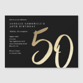 Modernes Minimalistisches Gold 50. Geburtstag Magneteinladung (Vorderseite)