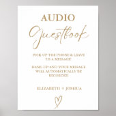 Modernes Minimalistisches Gold Audio Gästebuch-Zei Poster (Vorne)