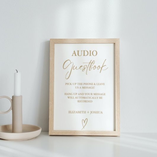 Modernes Minimalistisches Gold Audio Gästebuch-Zei Poster