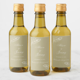 Modernes Minimalistisches Gold & Cream Bloom Mini Weinetikett