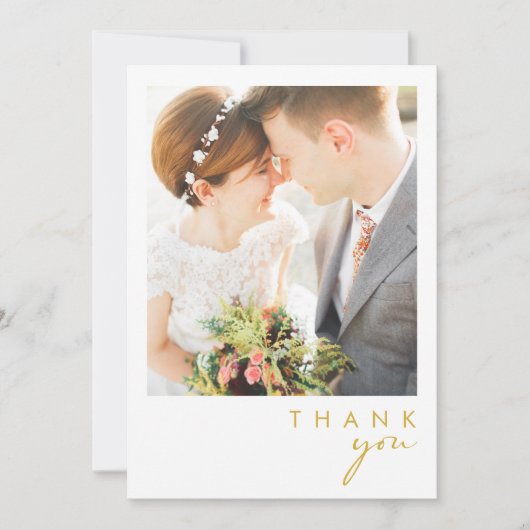 Modernes Minimalistisches Gold Flat Foto Danke Kar (Vorderseite)