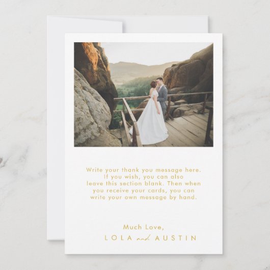 Modernes Minimalistisches Gold Flat Foto Danke Kar (Rückseite)