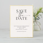 Modernes, Minimalistisches Gold-Hochzeitdatum Gere Folieneinladung (Stehend vorne)