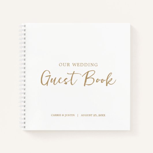 Modernes Minimalistisches Gold Script-Gästebuch Notizblock (Vorderseite)