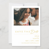 Modernes Minimalistisches Gold spart das Date Magn Magneteinladung (Vorderseite)