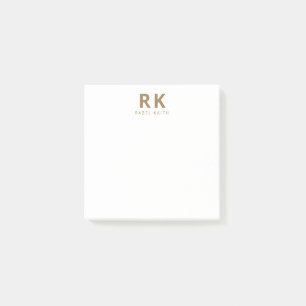 Modernes, Minimalistisches Gold Two Monogram Post-it Klebezettel