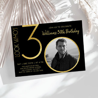 Modernes Minimalistisches Gold Typ 30. Geburtstag Einladung