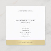 Modernes Minimalistisches Gold Weißes Berufliches  Quadratische Visitenkarte (Rückseite)