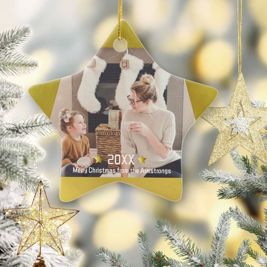Modernes Minimalistisches Goldenes Star-Foto Keramik Ornament