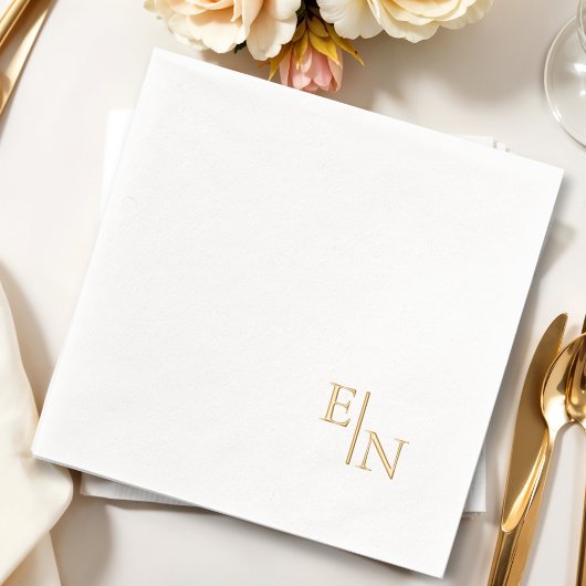 Modernes Minimalistisches Goldfolienmonogramm Servietten Mit Folie