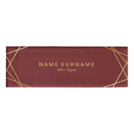 Modernes Minimalistisches Goldgeometrisches Muster Namenschild