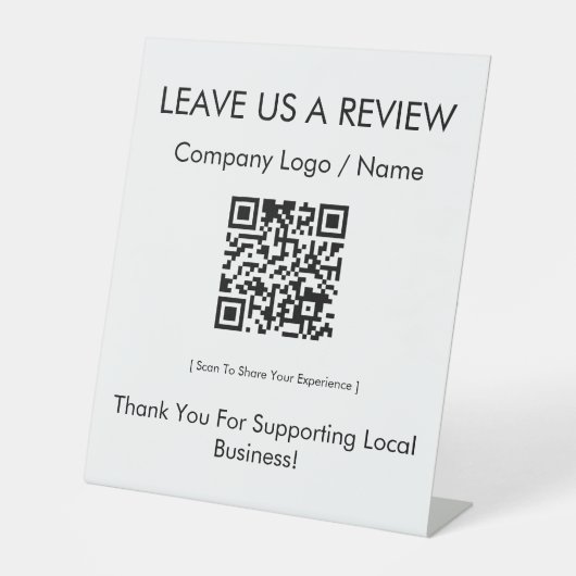 Modernes minimalistisches Google-Review-QR-Code Sockelschild (Vorderseite)
