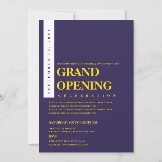 Modernes Minimalistisches Grand Opening mit Gold & Einladung (Vorderseite)