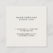 Modernes Minimalistisches graues elegantes Quadratische Visitenkarte (Rückseite)