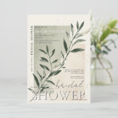 Modernes Minimalistisches Greenery Sage Brautparty Einladung (Stehend Vorderseite)