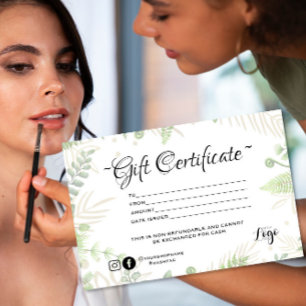 Modernes, minimalistisches Grüne Farngiftzertifika Visitenkarte