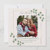 Modernes Minimalistisches grünes Foto Save the Dat Date (Vorderseite)