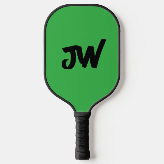 MODERNES MINIMALISTISCHES GRÜNES MONOGRAMM PICKLEBALL SCHLÄGER (Vorderseite)