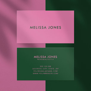 Modernes Minimalistisches grünes Rosa Beruflich Visitenkarte