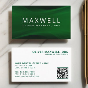 Modernes minimalistisches grünes Zahnarzt-QR-Code- Visitenkarte