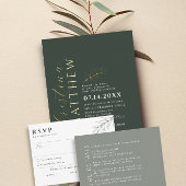 Modernes Minimalistisches GrünwaldhochzeitGold Folieneinladung