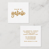 Modernes Minimalistisches Hair Stylist-Gold-Script Quadratische Visitenkarte (Vorne/Hinten)