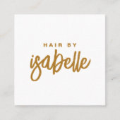 Modernes Minimalistisches Hair Stylist-Gold-Script Quadratische Visitenkarte (Vorderseite)