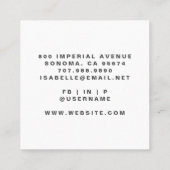 Modernes Minimalistisches Hair-Stylist-Script Quadratische Visitenkarte (Rückseite)