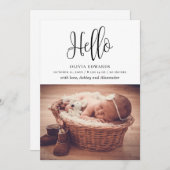 Modernes Minimalistisches Hallo-Skript. Neugeboren Ankündigung (Vorne/Hinten)