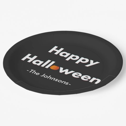 Modernes Minimalistisches Halloween - Personalisie Pappteller (Schrägansicht)
