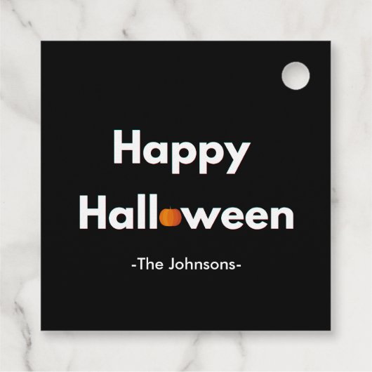 Modernes Minimalistisches Halloween - Square Perso Geschenkanhänger (Rückseite)
