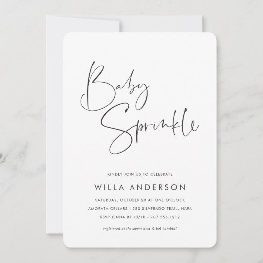 Modernes Minimalistisches handgeschriebenes Script Einladung (Vorderseite)