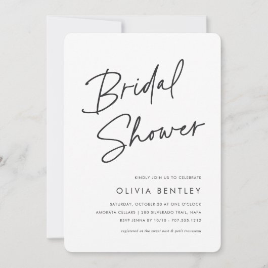 Modernes Minimalistisches handgeschriebenes Script Einladung (Vorderseite)