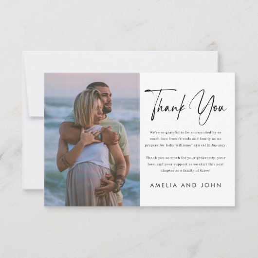 Modernes, Minimalistisches, handgeschriebenes Skri Dankeskarte (Vorderseite)