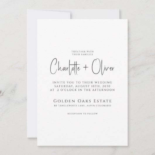 Modernes Minimalistisches handgeschriebenes Skript Einladung (Vorderseite)