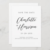 Modernes Minimalistisches handgeschriebenes Skript Save The Date (Vorne/Hinten)