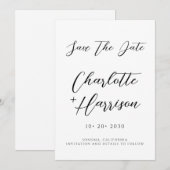 Modernes Minimalistisches handgeschriebenes Skript Save The Date (Vorne/Hinten)