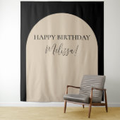 Modernes Minimalistisches Happy Birthday Foto Hint Wandteppich (Beispiel)