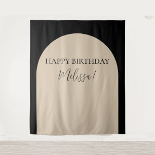 Modernes Minimalistisches Happy Birthday Foto Hint Wandteppich