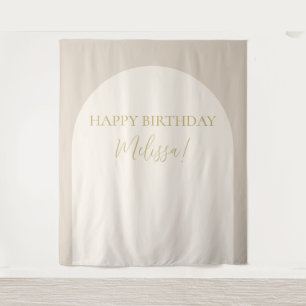 Modernes Minimalistisches Happy Birthday Foto Hint Wandteppich