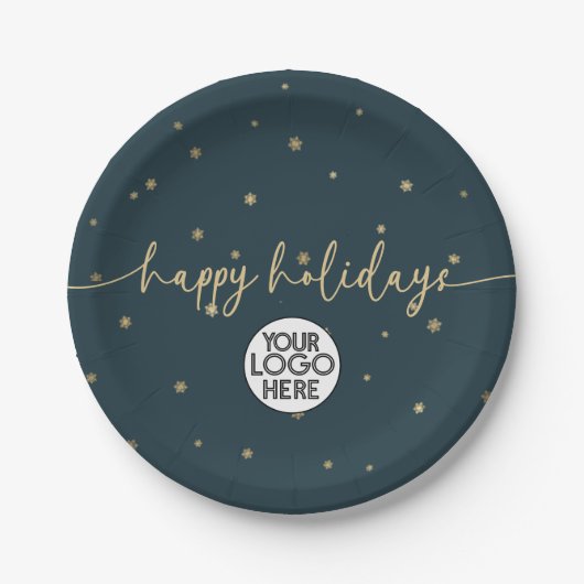 Modernes Minimalistisches Happy Holidays Business Pappteller (Vorderseite)