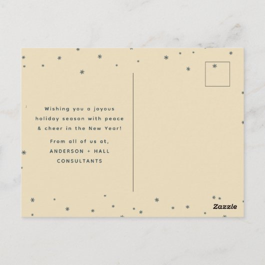 Modernes Minimalistisches Happy Holidays Business Postkarte (Rückseite)