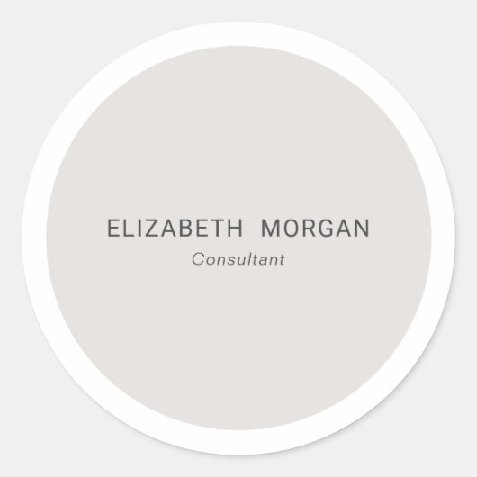 Modernes Minimalistisches, hellgraues Beige Runder Aufkleber (Vorderseite)