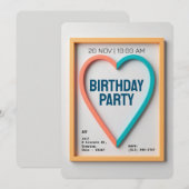 Modernes Minimalistisches Herz Personalisiert Einladung (Vorne/Hinten)