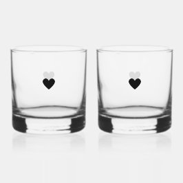 Modernes Minimalistisches Herzklopfen Schwarzes Ve Whiskyglas
