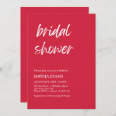 Modernes Minimalistisches Himbeerrotes Brautparty Einladung (Vorne/Hinten)